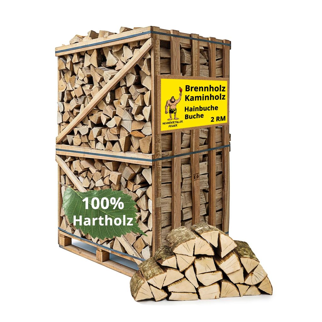 Neandertaler Feuer Brennholz Kaminholz Hartholz - 2RM Box Produktbild 