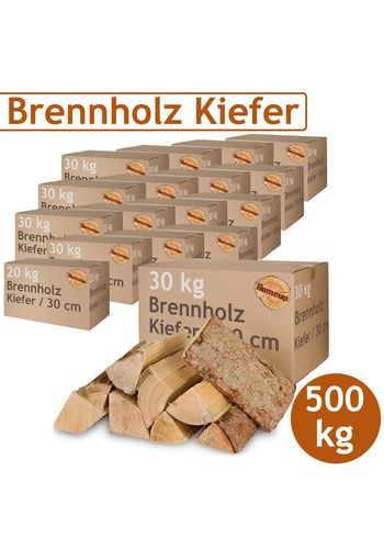 Kaminholz & Brennholz gemischt – Hartholz & Weichholz 25 cm | 500 kg Pakete