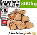 Brennholz Birkenholz 25cm Holzscheite im 300kg Karton für Produktbild 