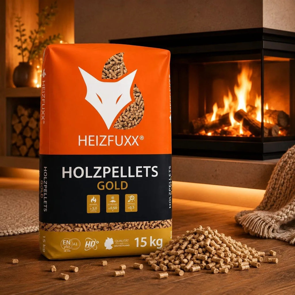 Heizfuxx Gold HD-Qualität Holzpellets Nadelholz 15kg x 20 Sack 300kg Palette